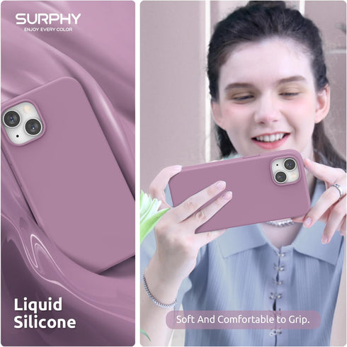 SURPHY (4 in 1 Designed for iPhone 14 Case Compatible with MagSafe (6.1 inch, 2022), with 2 Pack Screen Protector + Camera Cover, Liquid Silicone ...