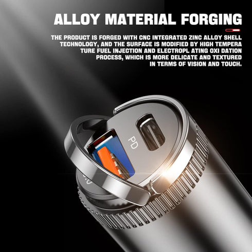 USB C 60W Car Charger Fast Charge, 30W PD& 30W QC3.0 Fast Charge with Metal Body, Flush Fit Pull Ring Style Universal for iPhone 13/13 Pro/12/12 P...