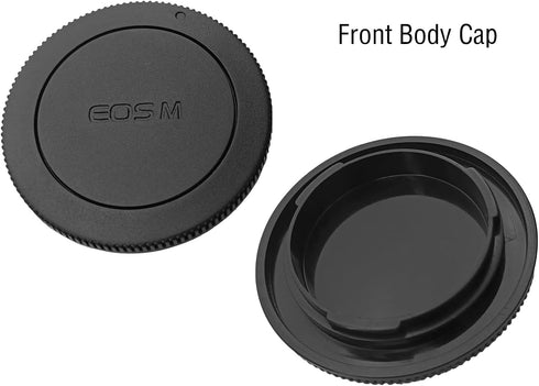 Body Cap + Rear Lens Cap Cover for Canon EOS M50 Mark II M5 M6 Mark II M200 M100 M10 M3 M2 M and More Canon EF-M Mount Mirrorless Camera and Lens,...