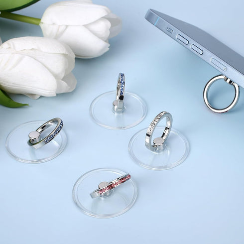 5 Pcs Phone Ring Holder Grip Diamond Cell Phone Ring Holder Stand Transparent Phone Rings Holder Grip 360°Rotation Finger Ring Stand Compatible wi...