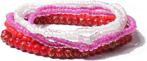 Pingyongchang Stackable Multi Layer Bohemian Bead Bracelet For Women Handmade Colorful Beads Layered Stretch Multilayer Bangles Bracelets Beach An...