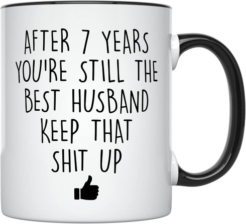 YouNique Designs 7 Year Anniversary Coffee Mug for Him, 11 Ounces, 7th Wedding Anniversary Cup For Husband, Seven Years, Seventh Year, 7th Year...