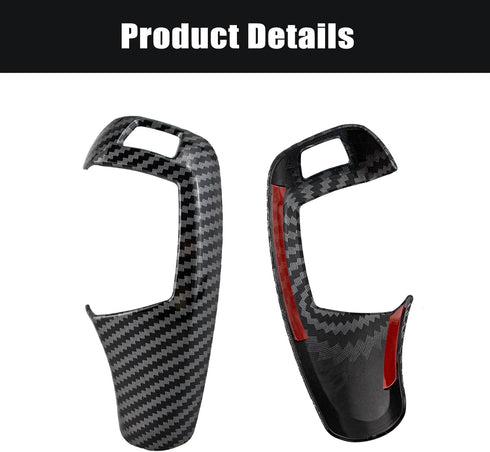 Carbon Fiber Car Gear Shift Knob Cover,Cover Carbon Color ABS Trim fits, Black...