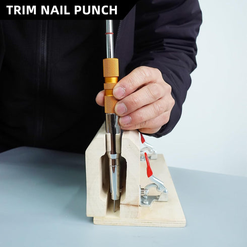 Trim Nail Punch with Retaining Clip, 7.56 Inches Nail Punch While Protecting Finish and Hands, 1 Inch Throat Trim Nail Driver, Ideal Trim Punch To...