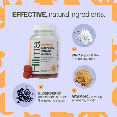 Hilma Elderberry Gummies Formulated with Vitamin C & Zinc, Natural, Vegan, Clinically Proven Ingredients, Immune Support Supplement Plus Antioxida...