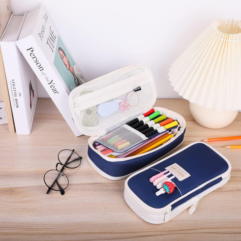 iSuperb Foldable Pencil Case Zipper Big Capacity Aesthetic Canvas Pencil Pouch Pen Bag for Kids Boys Gilrs Student School Supplies Compartments Ma...
