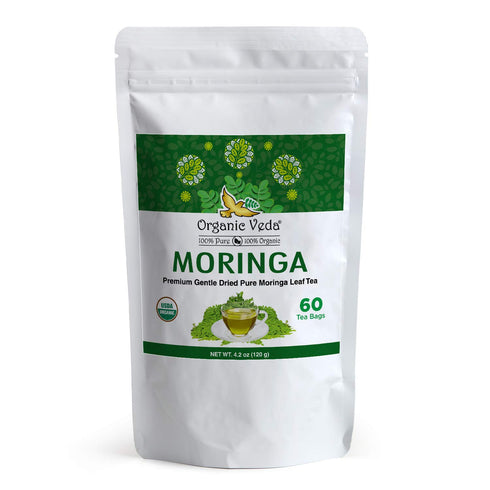 Organic Veda Moringa Tea Bags - 100% Pure Organically Grown Original Green Leaves Moringa Powder Rich in Vitamins, Amino Acids, Antioxidants - Veg...