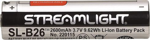 Streamlight 22104 SL-B26 USB Rechargeable Lithium Ion Battery 3.7V 2600mAh X Series Dual Fuel Flashlights, 2-Pack......