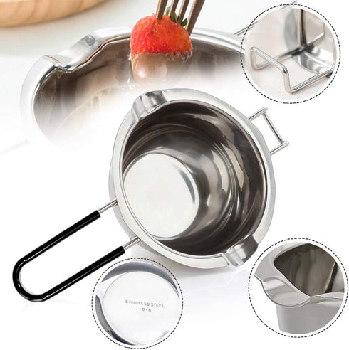 Double Boiler Melting Pot with 600ML,Stainless Steel Chocolate Melting Pot with Heat Resistant Handle for Butter Candy Butter Cheese, Candle Makin...