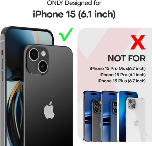 GYJ Case for iPhone 15, iPhone 14, and iPhone 13 Case 6.1" with 2 Screen Protector, Full Body Heavy Duty Military Grade Cover, Shockproof Drop-Pro...