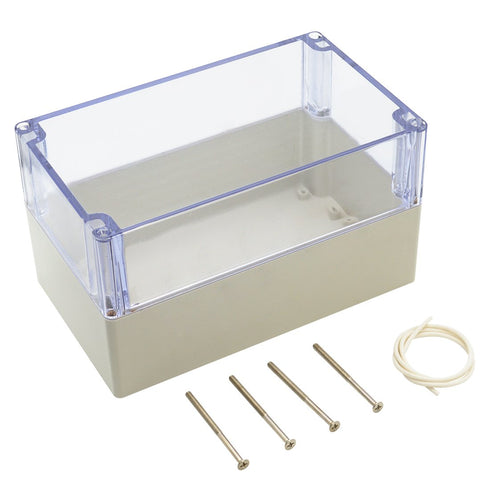 LeMotech ABS Plastic Junction Box Dustproof Waterproof IP65 Electrical Enclosure Box Universal Project Enclosure Grey with PC Transparent Clear Co...