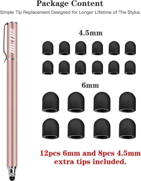 METRO Capacitive Stylus Pens, Rubber Tips 2-in-1 Series, High Sensitivity & Precision styli Pens for Touch Screens Devices (Rose Gold)...