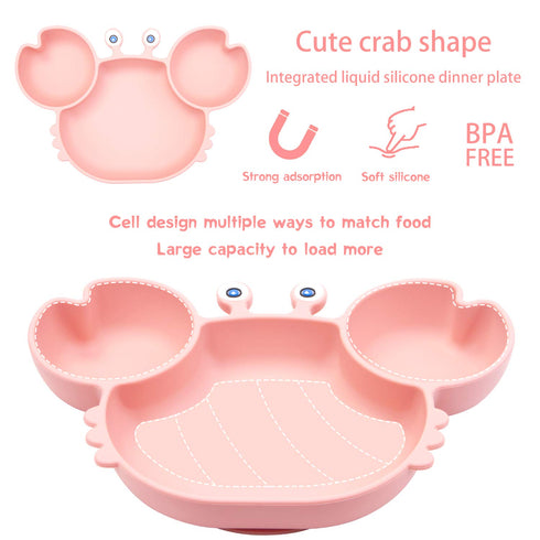 Silicone Suction Plate for Toddlers - Self Feeding Training Divided Plate Dish and Bowl for Baby and Toddler, Fits for Most Highchairs Trays, BPA ...