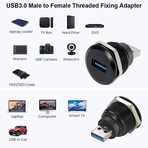 PENGLIN 2PCS USB 3.0 Connector, USB Male to Female Conversion Connector, USB3.0 Panel Mount Extension Adapter for Data Transfer/Charging...