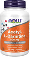 NOW Supplements, Acetyl-L Carnitine 500 mg, Amino Acid, Brain And Nerve Cell Function*, 100 Veg Capsules...