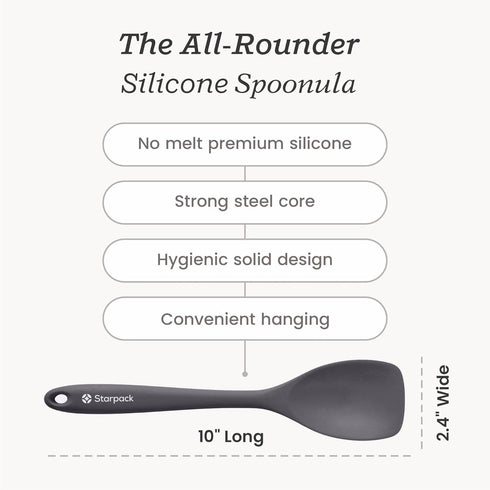Starpack 'The All Rounder' Premium Silicone Spoonula - Heat Resistant to 600F - Silicone Spoonula Spatula - Kitchen Spoon Spatula (Stormy Grey)...