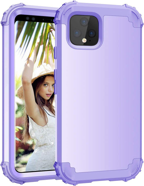 Phone Case for Google Pixel 4 Hard Cover Shockproof Soft Silicone Bumper Hybrid Three Layer Heavy Duty Protective Wireless Charging Cell Accessori...