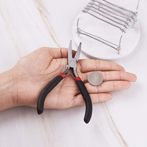 Beadthoven 1Set Flat Nose Pliers 5 Inch Smooth Jaw Pliers for Jewelry Making Wire Rapping Bending Gunmetal...