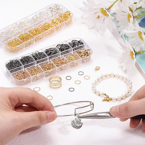 Jump Rings for Jewelry Making 2143pcs Open Jump Rings and Lobster Clasps Necklace Bracelet Jewelry Repair Kit with Pliers Tweezers Jump Ring Opene...