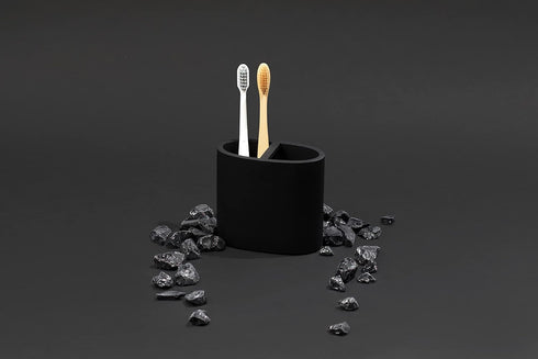 Essentra Home Matte Black Toothbrush Holder for Vanity Countertops, Small Toothbrush Holder - Matte Black Collection...