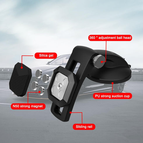 Car Phone Holder, Magnetic Auto Phone Mount for Dashboard Windshield Screen with Flexible Base, Foldable Super Stable Compatible with 15 14 13 12 ...