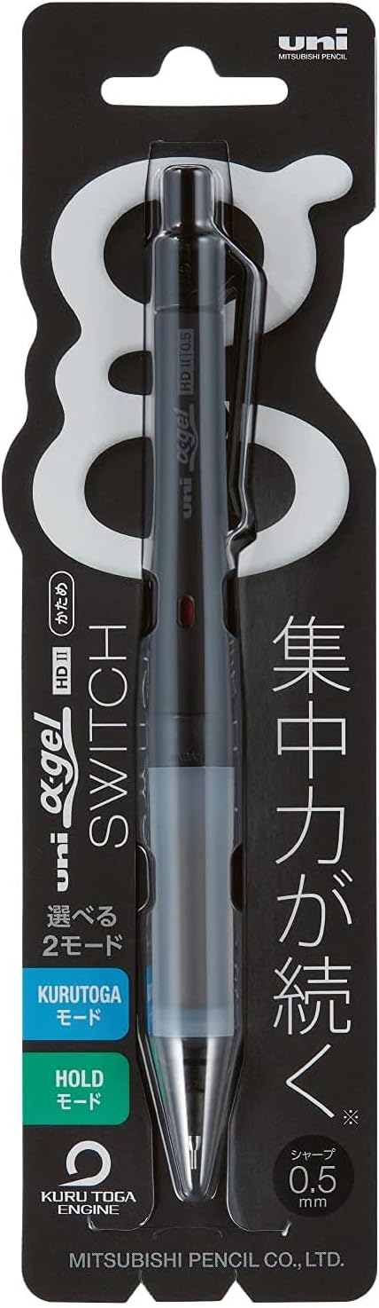 Uni Japan Uni Alpha Gel Switch Mechanical Pencil, 0.5 mm, Black Body With Kanji LOVE Sticker...