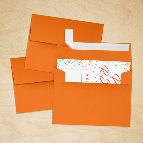 LUXPaper A2 Invitation Envelopes | Peel & Press | 4 3/8" x 5 3/4" | Mandarin Orange | 80lb. Text | 50 Qty...
