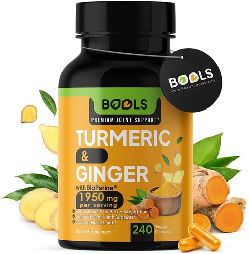 Turmeric Curcumin Supplement with BioPerine & Ginger, Turmeric Curcumin with Black Pepper 1950mg for Max Absorption Joint Support- Non-GMO Turmeri...
