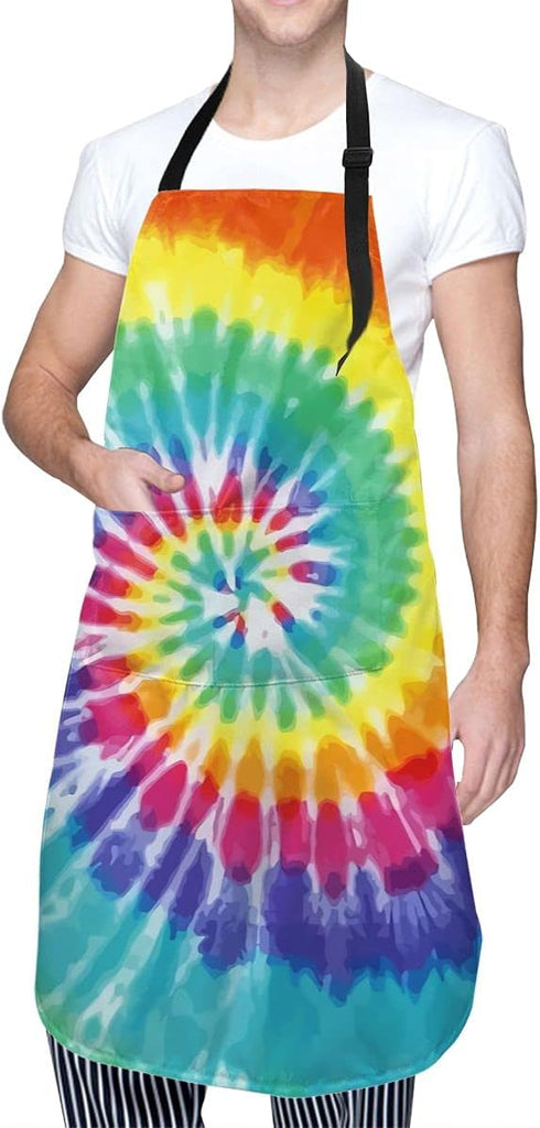 Tie Dye Adjustable Bib Apron Waterdrop Resistant with Pockets Cooking Kitchen Aprons for Women Men Chef (33 x 28 Inches)...