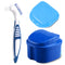 Denture Bath Case Cup with Denture Cleaner Brush & Retainer Holder Box, Complete Clean Care for Dentures, Clear Braces, Mouth Guard, Night Guard &...