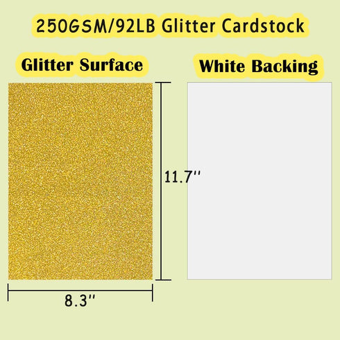 250 GSM Glitter Cardstock Glitter Paper, 10 Color Sparkling Craft Paper for School, Scrapbook and Craft Projects, 8.3 x 11.7 Inches(Multicolor)...