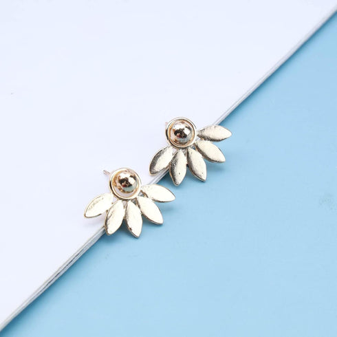 Vintage Lotus Ear Jacket Earrings Gold Lotus Jacket Earrings Lotus Ear Climber Earrings Front Back Earrings Jewelry for Women and Girls...