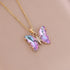 Pingyongchang Butterfly Necklace Earrings for Women Minimalist Cubic Zircons Gold Butterfly Pendant Earrings Necklace Cute Crystal Butterfly Jewel...