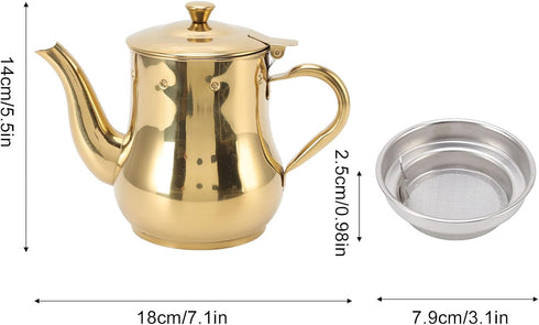 Stainless Steel Tea Pot With Filter Rust Proof Durable Oil Strainer Pot For Hotels Restaurants Homes 850ml Tea Kettle (golden)...