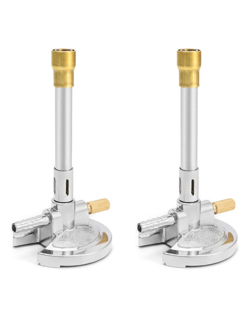 QWORK Lab Bunsen Burner with Flame Stabilizer and Gas Control for Efficient Lab Heating with Propane & Natural Gas - Pack of 2...