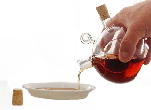 ELETON 2 in 1 Oil and Vinegar Dispenser Bottle, Kitchen Supplies Glass Olive Oil and Balsamic Vinegar Cruet Bottle with Cork Stoppers, Hand-blown ...