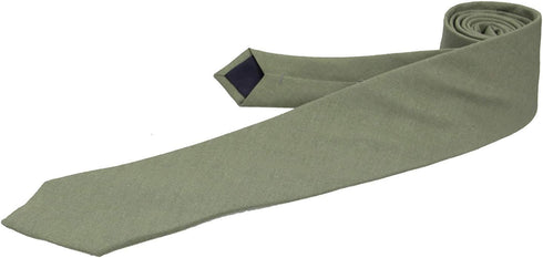 Mens Solid Skinny Linen Tie with Pocket Square Gift, Sage Green, Size One Size...