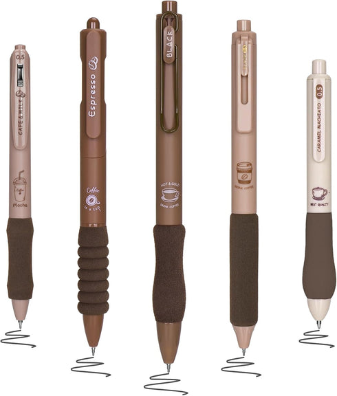 BAYTORY 5Pcs Gel Pens, Quick Dry Ink Pen Fine Point Black 0.5mm, Aesthetic Stuff Retractable Rolling Ball Gel Pen Smooth Writing for School Suppli...