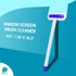 2 in 1 Window Screen Cleaner Brush with Handle and Built-in Brush, Blue-White Reusable Window Screen Brush for Wet and Dry Cleaning, Double Sided ...