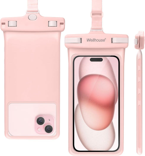 wellhouse Waterproof Phone Pouch, Waterproof Phone Case for iPhone 15 14 13 12 Pro Max XS Samsung, IPX8 3D Cellphone Dry Bag Beach Essentials Pink...