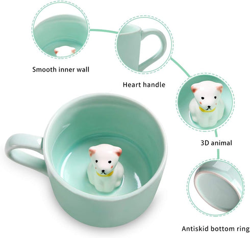Surprise 3D Coffee Mug Animal Inside 8 oz with Duck,Cute Cartoon Handmade Ceramics Cup,Christmas Birthday Surprise for Friends Family or Kids (Duc...