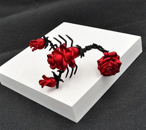 Red Rose Design Scorpion Brooch Ladies Big Enamel Flower Insect Scarf Buckle Jewelry Gift for Women Party...
