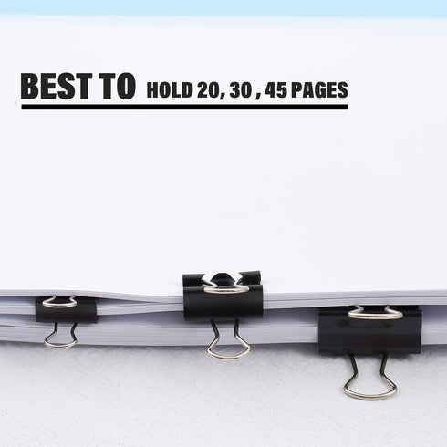 Binder Clips Paper Clamps Assorted Sizes 150 Count Medium, Small,Micro Assorted Binder Clips 3 Sizes Metal Black Binding Paperwork Clamp Bulk, Sch...