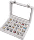 Jewelry Box 24 Grid Velvet Earrings Holder Tray Detachable Earring Case Jewelry Showcase for Drawers Glass Clear Lid Organizer Jewelry Display Sto...