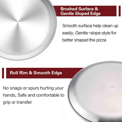 TeamFar Pizza Pan, 13.4 inch Stainless Steel Large Pizza Pan Tray Round Oven Baking Bakeware, Healthy & Heavy Duty, Oven & Dishwasher Safe...