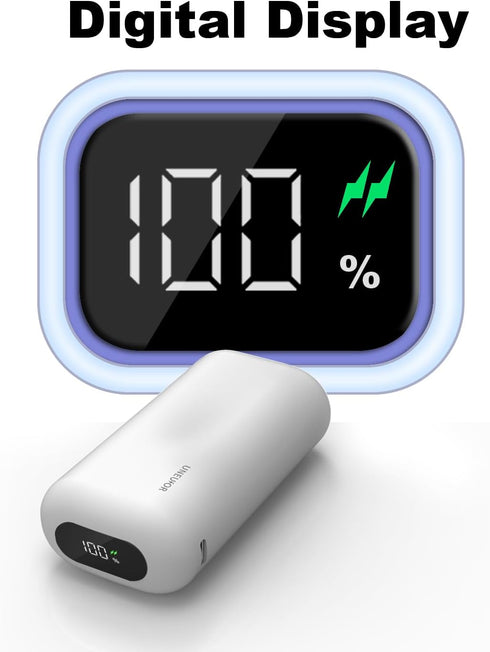 Small Power Bank Built-in Cord,10000mAh Ultra Compact Portable Charger 18W PD Fast Charging Battery Pack with LED Display Compatible with iPhone 1...