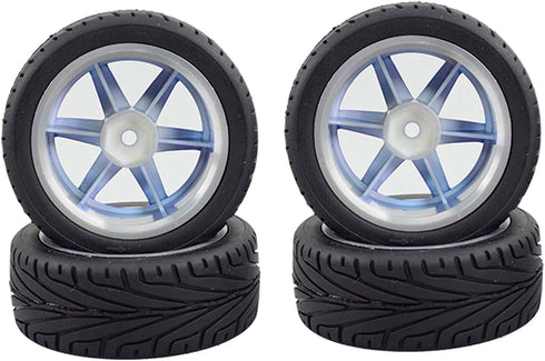 4PCS 1:10 RC Tires and Plastic Wheels Rims for 1/10 Scale On Road Touring Racing Drift Car Traxxas HSP HPI Tamiya (Blue)...
