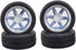 4PCS 1:10 RC Tires and Plastic Wheels Rims for 1/10 Scale On Road Touring Racing Drift Car Traxxas HSP HPI Tamiya (Blue)...