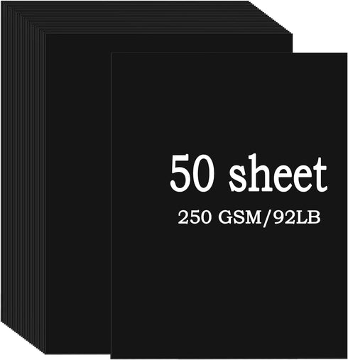50 Sheets Black Cardstock 4 x 6 Inch Thick Paper, Black Smooth Card Stock Printer Paper for Invitations, Menus, Wedding, DIY Cards, 250GSM Thick P...