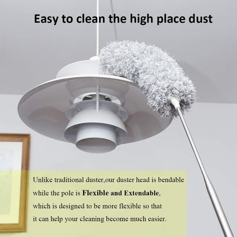 DELUX Microfiber Feather Duster Extendable Duster with 100 inches Extra Long Pole, Bendable Head & Long Handle Dusters for Cleaning Ceiling Fan, H...